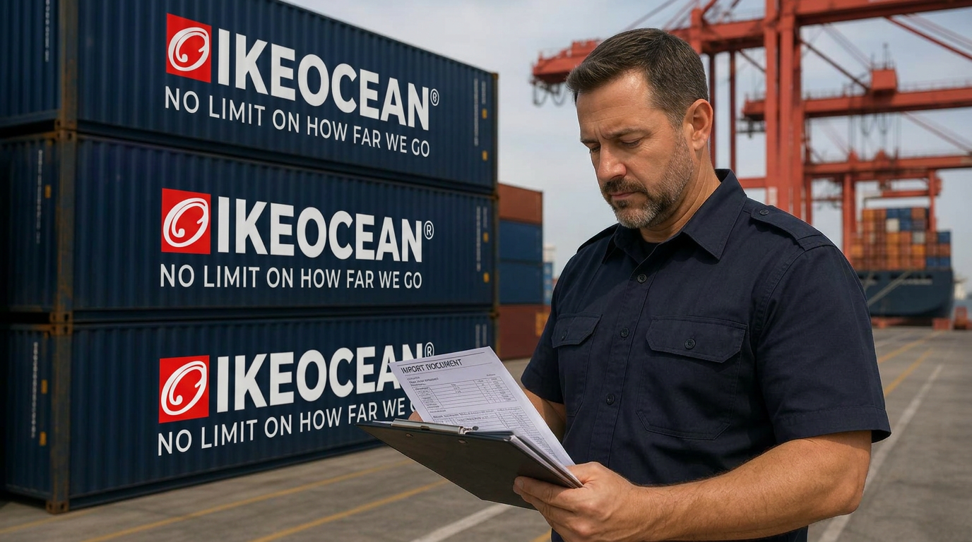 IKEOCEAN customs broker reviewing import export documentation at port